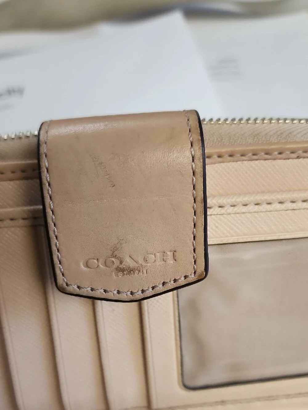 Coach Brown Signature Canvas Shoulder Bag with Pink Stripe and Matching Wallets
